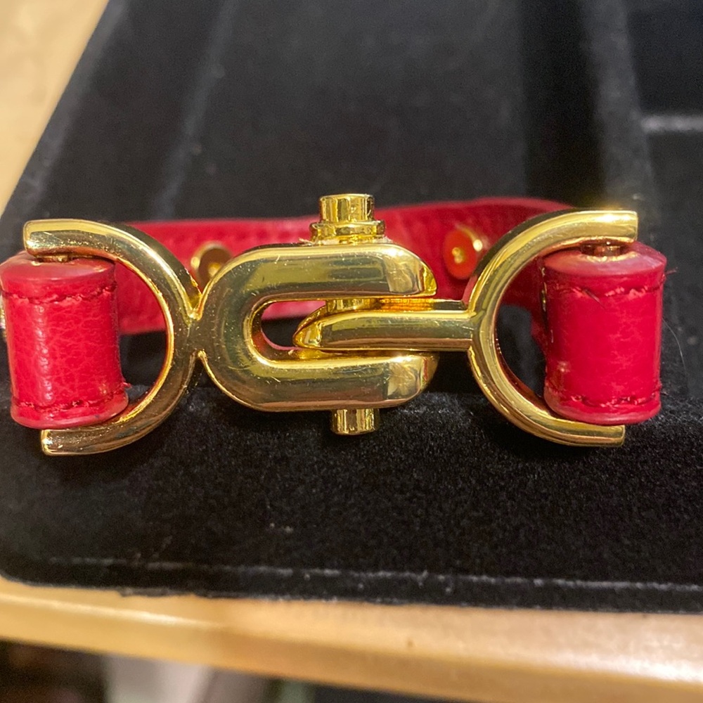 Arm Candy. Madrid/Paris Cuff, Red and Gold